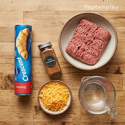 Five budget-friendly taco pocket ingredients laid out on a kitchen counter