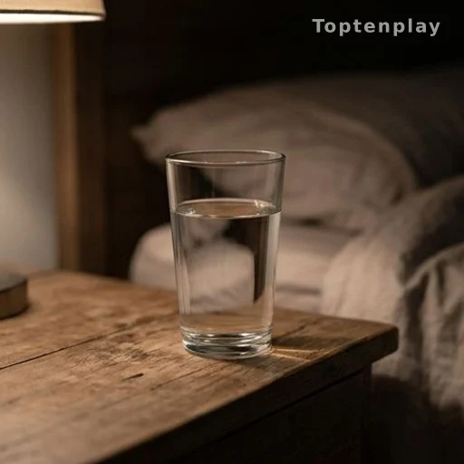 Glass of water on a nightstand, symbolizing persistent thirst linked to high blood sugar