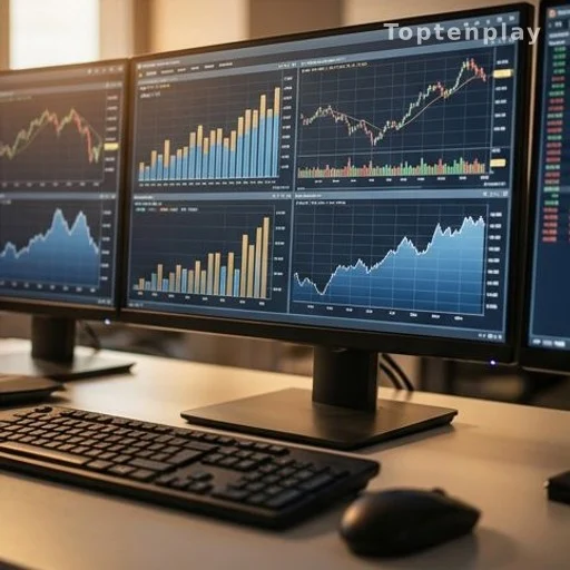 Financial performance charts on a bank trading desk illustrating AI-driven return on equity gains