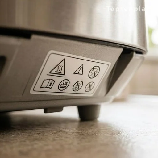 Safety certification label on a kitchen appliance bottom panel