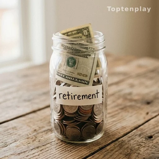 Glass jar with coins representing personal retirement savings goal