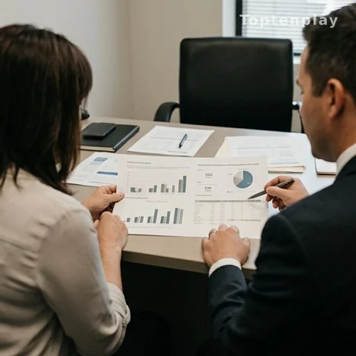 Financial advisor meeting with client to review retirement planning documents