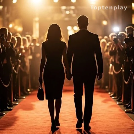 Couple silhouettes at Hollywood awards show red carpet, public comeback appearance