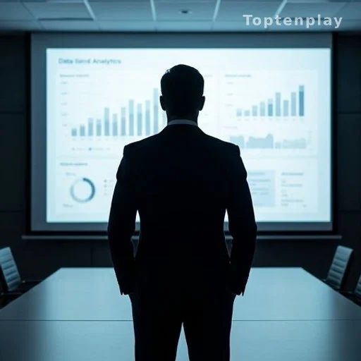 Venture capital executive silhouette in modern boardroom, entertainment industry career pivot