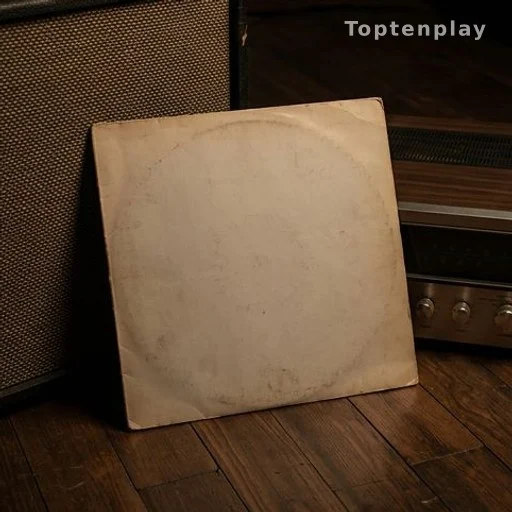 Worn vinyl record sleeve beside a vintage amplifier, rock music legacy