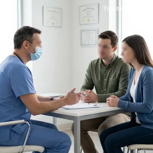 Neonatologist advising adoptive parents on newborn feeding and pediatric care