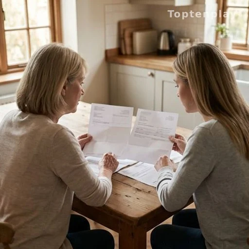 Two women reviewing family medical history documents related to cancer genetic risk