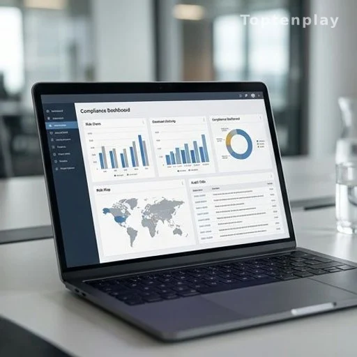 Corporate compliance dashboard on laptop screen illustrating ESG and AI disclosure risks