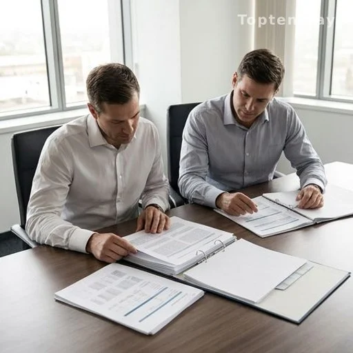 Risk managers reviewing D&O insurance and governance documents at a corporate meeting