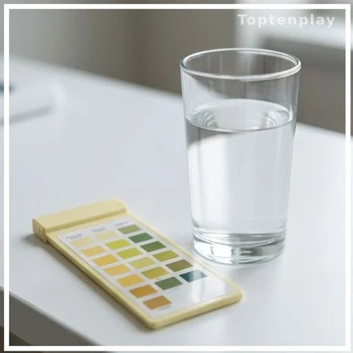 Hydration chart and glass of water illustrating urine color and dehydration