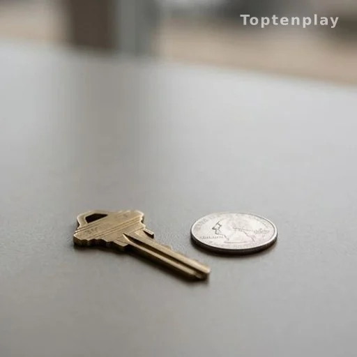 House key and quarter side by side on a neutral surface