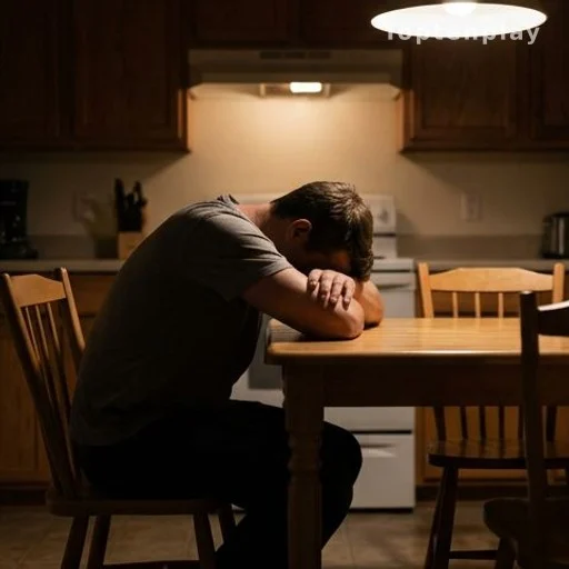 Silhouette of a fatigued person resting at a table, illustrating extreme fatigue as a cardiac warning