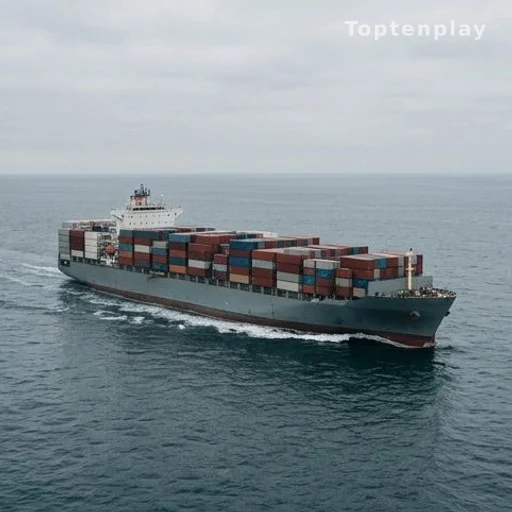 Cargo vessel rerouting through open ocean away from conflict zone
