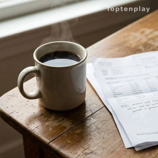 Cup of coffee next to medical test documents on a wooden table