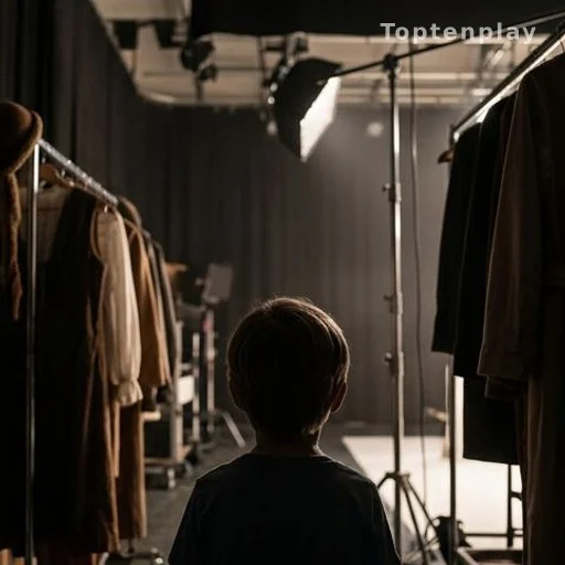 Film set with hanging props, evoking a young Milo Gibson's visit to Braveheart