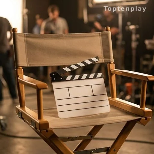 Film clapperboard on a director's chair, representing Milo Gibson's acting debut in Hacksaw Ridge