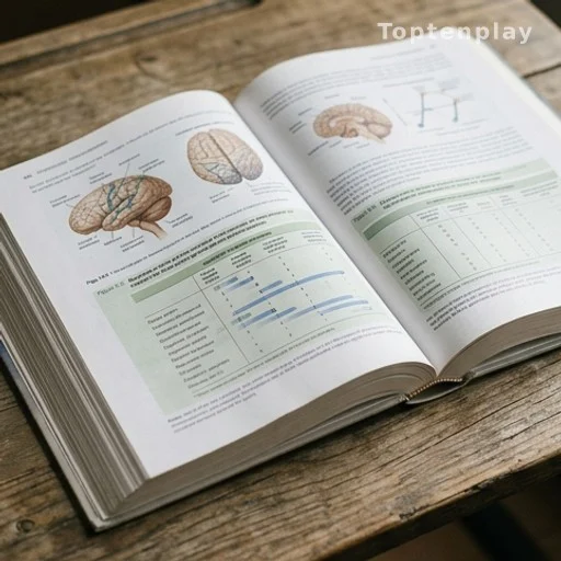 Open psychology textbook showing cognitive development and mental health diagrams