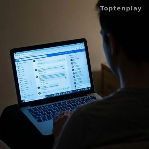 Person viewed from behind facing social media mockery on a screen