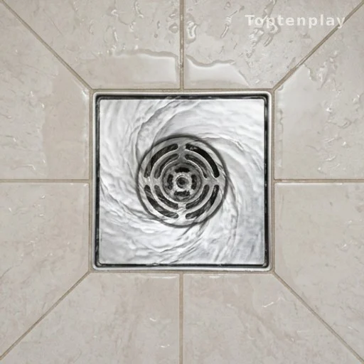 Water draining in a shower, water conservation and hygiene topic