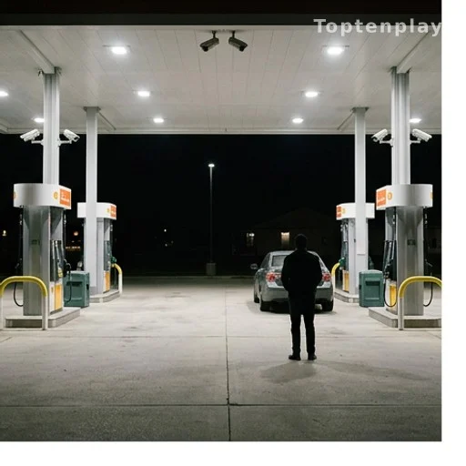 safe public location for checking car tire, vehicle theft prevention at night