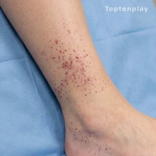 Petechiae pinpoint red dots on skin indicating possible platelet or infection issue