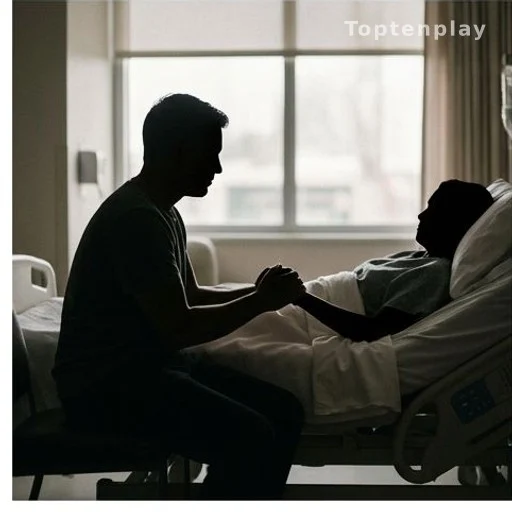 Silhouette of a caregiver beside a patient, representing support during Parkinson's illness
