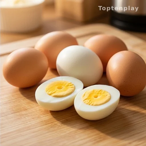 Fresh eggs on a wooden surface illustrating dietary cholesterol and heart health