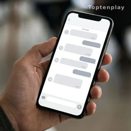 Anonymous hand holding smartphone with chat app open, illustrating online relationship safety risks