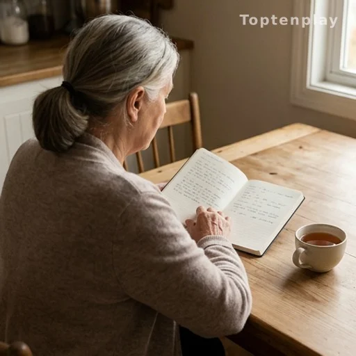 Older adult reviewing food safety information at home over tea