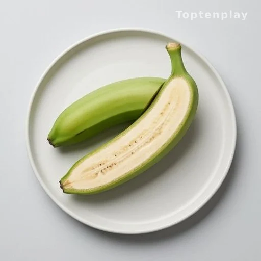 Halved unripe banana showing resistant starch content for gut health