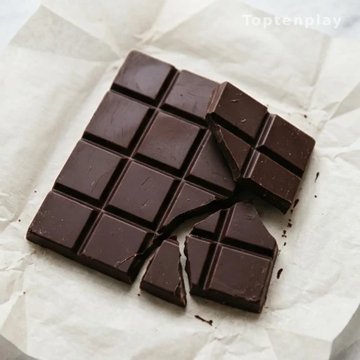 Dark chocolate squares broken apart showing high cacao content for antioxidant benefits