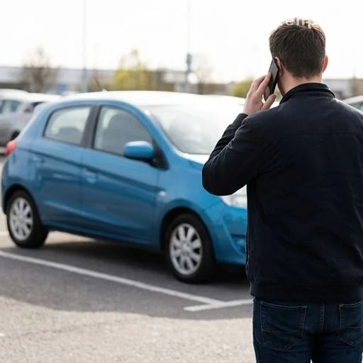 Person calling authorities after spotting suspicious object near parked car, vehicle security situation