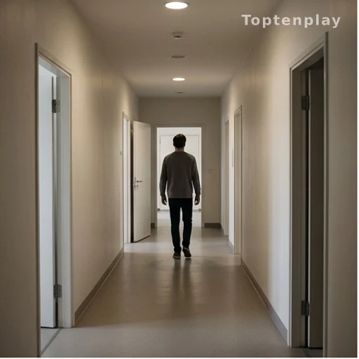 Person walking corridor symbolizing emotional patterns and choices in future relationships