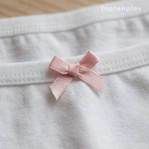 Small decorative bow on the front waistband of women's underwear