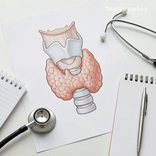 Thyroid anatomy diagram with stethoscope on clinical surface
