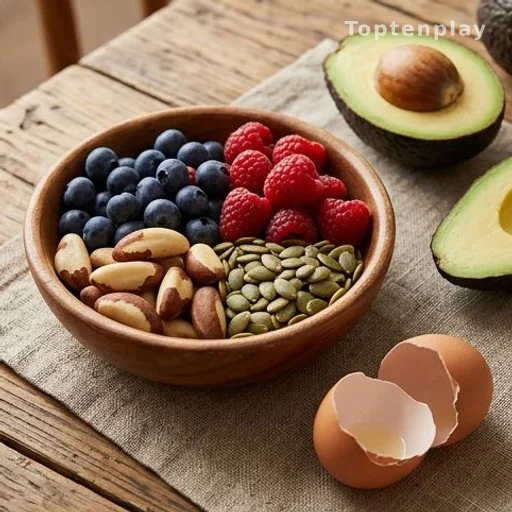 Superfoods for thyroid health: berries, Brazil nuts, pumpkin seeds and avocado