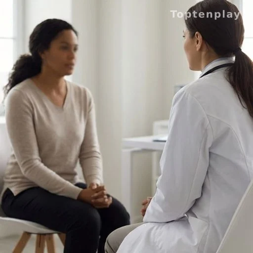 Doctor consulting a patient about tinnitus treatment options including CBT