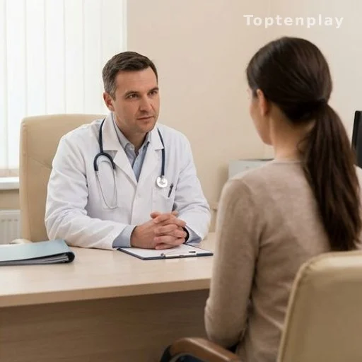 Doctor consulting female patient during annual gynecological check-up