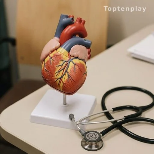 Heart model and stethoscope illustrating cardiovascular disease risk by blood type