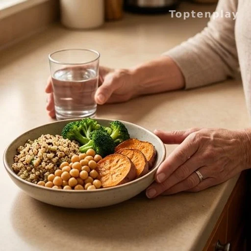 Healthy diet and hydration habits supporting digestive health