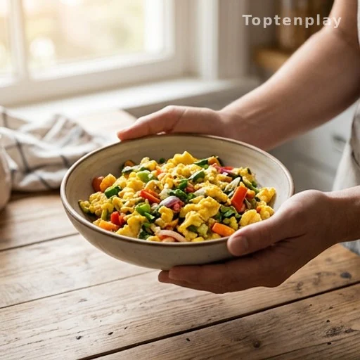 Person eating a protein-rich egg breakfast for sustained energy and weight management