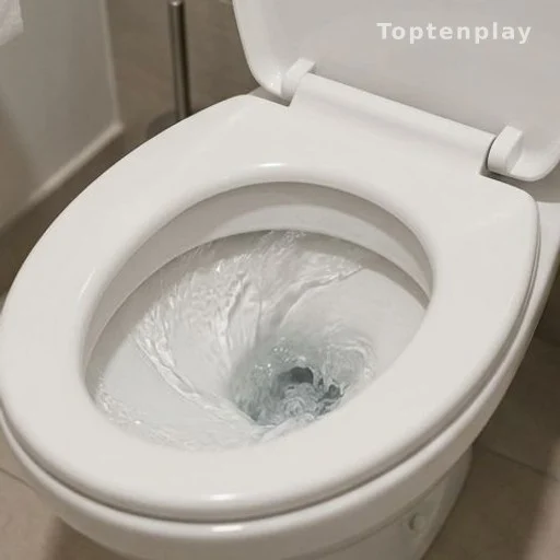 Toilet bowl flushing with water, illustrating airborne germ spread