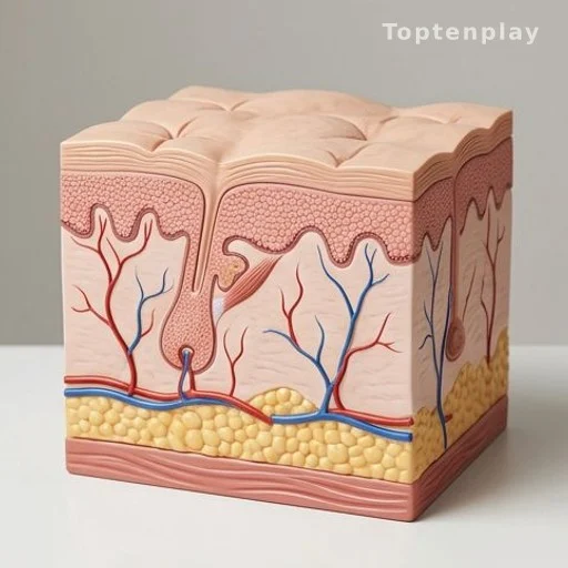 Skin layer model showing blood vessels beneath the surface