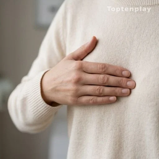 Woman performing breast self-examination illustrating early detection advantage