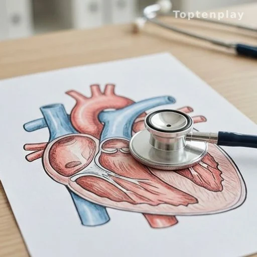 Stethoscope placed on a heart anatomy diagram illustrating cardiovascular health risks