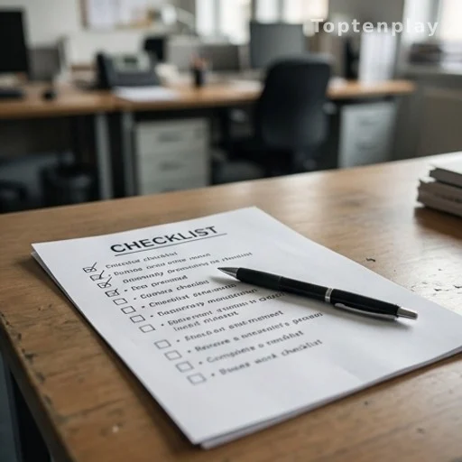 Editorial checklist on a reporter's desk representing sourcing requirements
